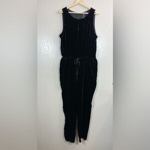 Eileen Fisher Women's Black Velvet Slouchy Sleeveless Jumpsuit Sz XL